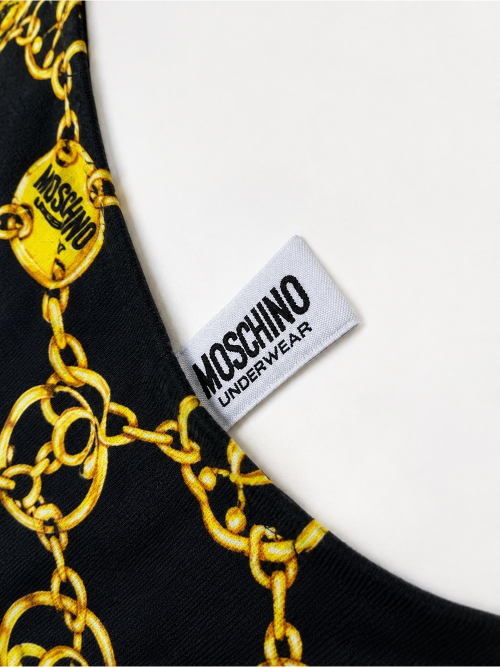 Moschino Women’s S Black Gold Chain Print One Piece Swimsuit Logo Strap - Picture 4 of 5